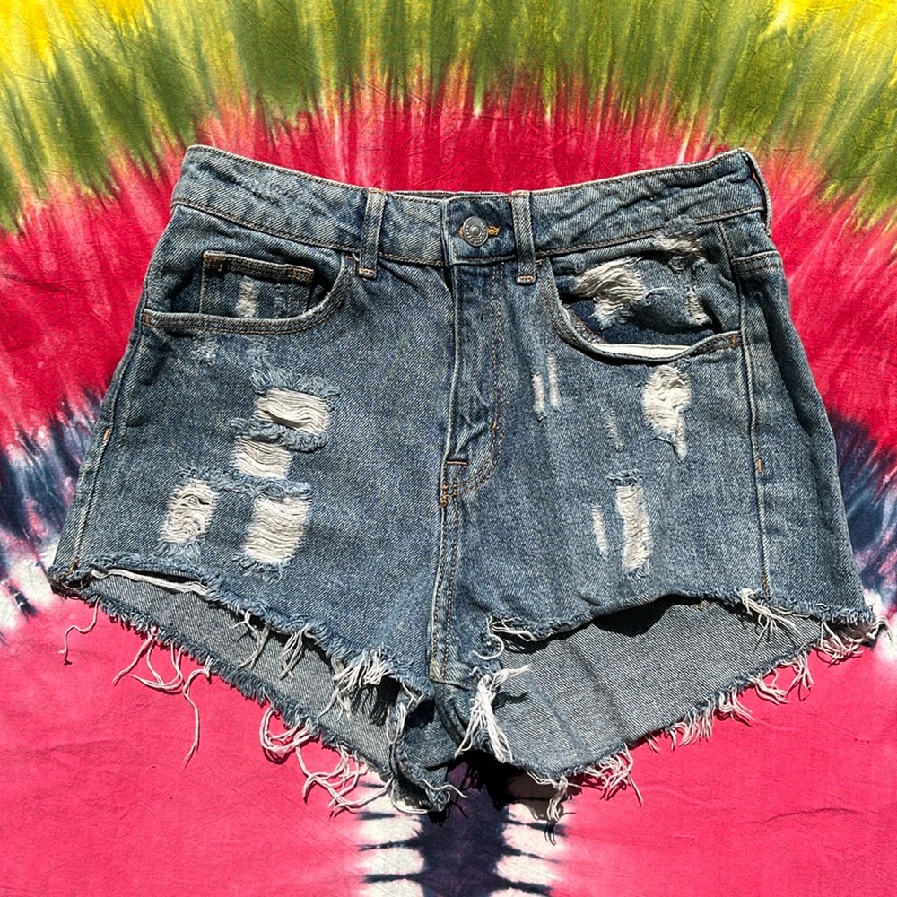 H&M &Denim High Waisted Distressed Jean Shorts